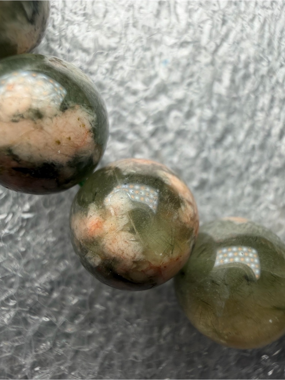Gorgeous 10MM Green Rutile in Green Sakura Flower Agate Natural Crystal Bracelet
